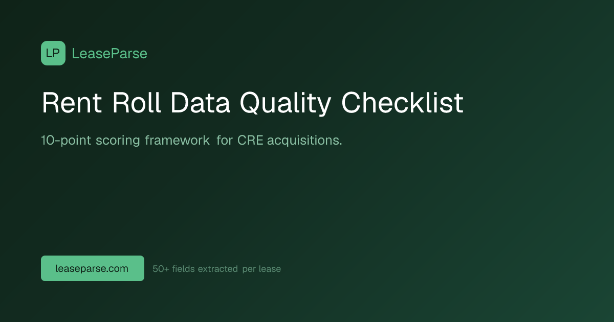Rent Roll Data Quality Checklist for CRE Acquisitions | LeaseParse