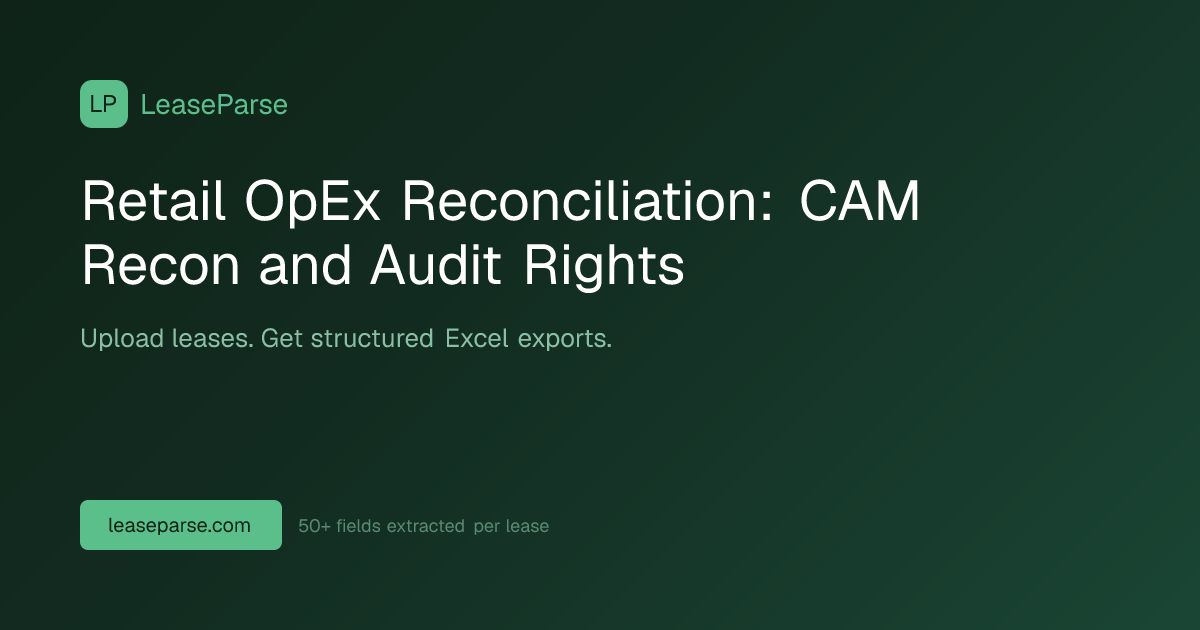 Retail OpEx Reconciliation: CAM Recon and Audit Rights